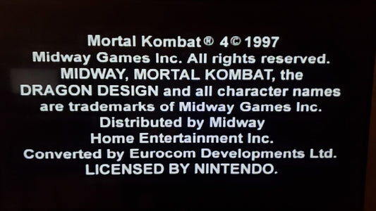 Mortal Kombat 4 N64 Nintendo 64 Video Game Cartridge 1997
