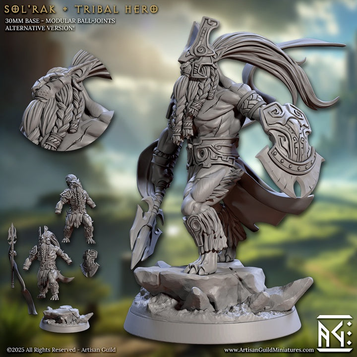 Sol’Rak – Tribal Hero – Beastfolk Barbarian Miniature