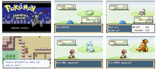 Pokemon Chaos Black GBA ROM Hack Video Game Custom Gameboy Advance