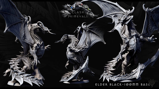 Elder Black Dragon Miniature - Clash of the Primevals