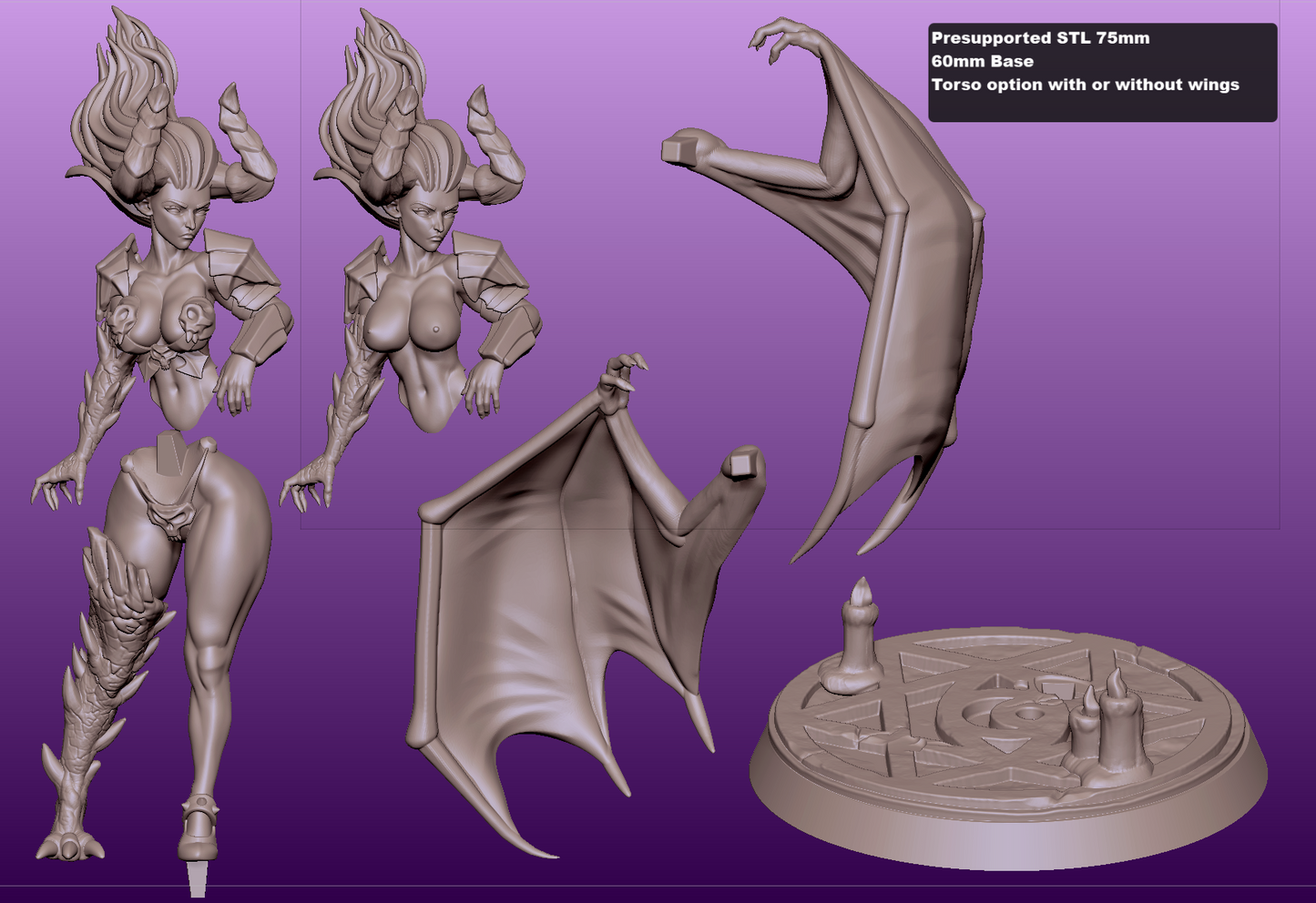 Lilithae - Succubus Demon – (SFW/NSFW 18+) Miniature – 32mm & 75mm Scale