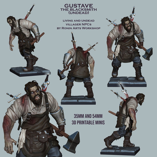 Gustave the Blacksmith – Living & Undead Villager NPC – Miniature
