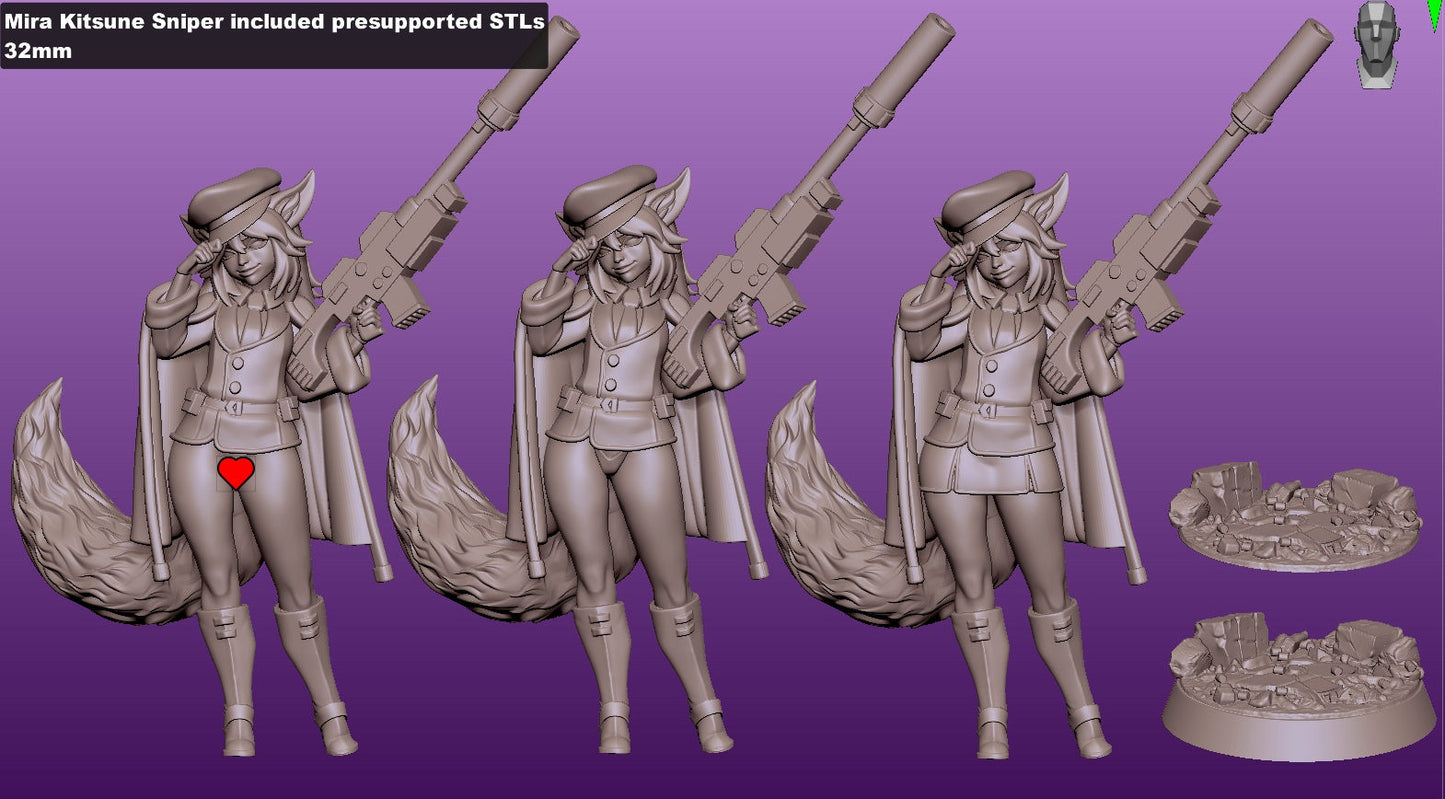Mira - Kitsune Sniper General - Miniature (SFW/NSFW 18+ Only)