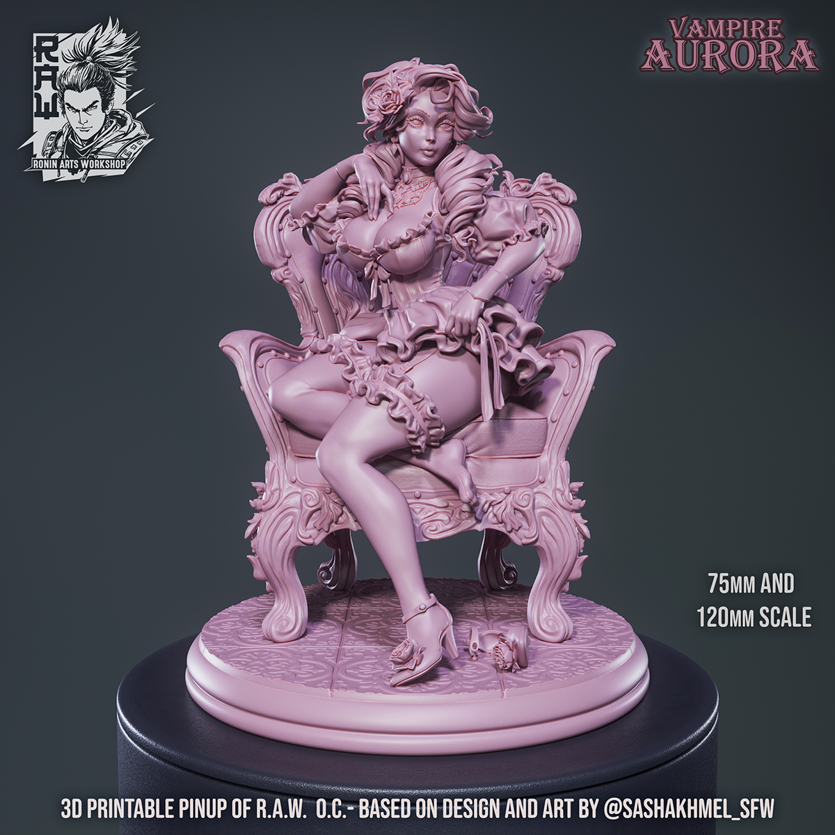 Vampire Aurora – Gothic Vampire Pinup (SFW/NSFW 18+) - 75mm & 120mm scale