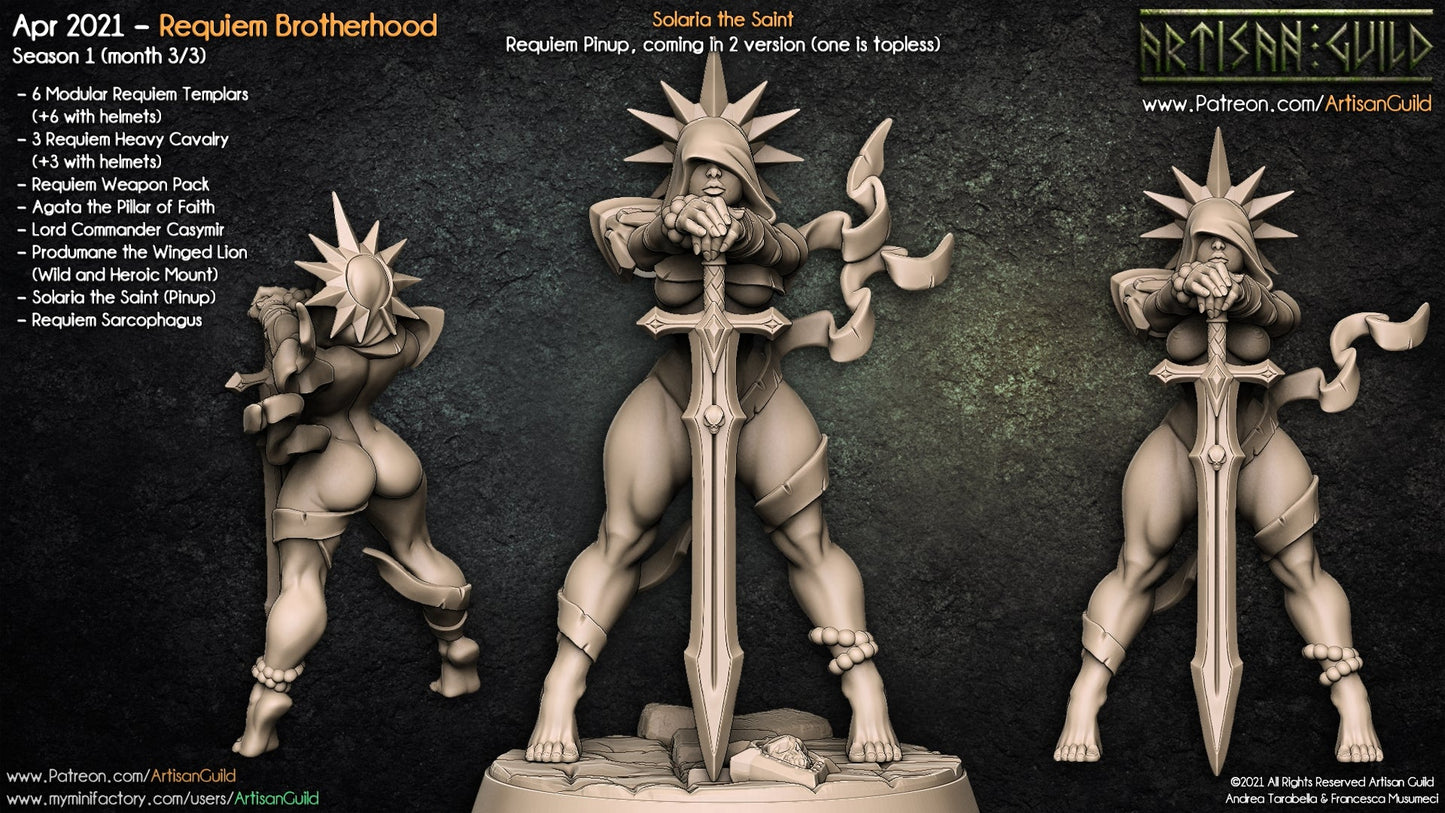 Solaria the Saint Pinup Miniature – Female Paladin (SFW/NSFW 18+ Only)
