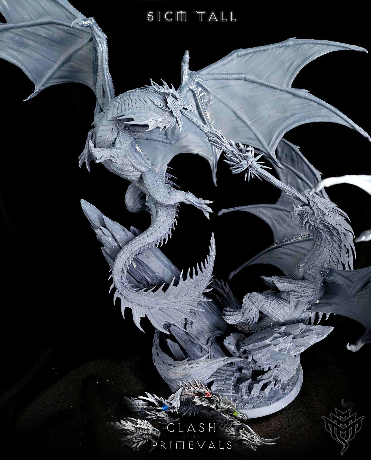 Elder Red Dragon Vs Elder White Dragon Battle Diorama - Clash of the Primevals