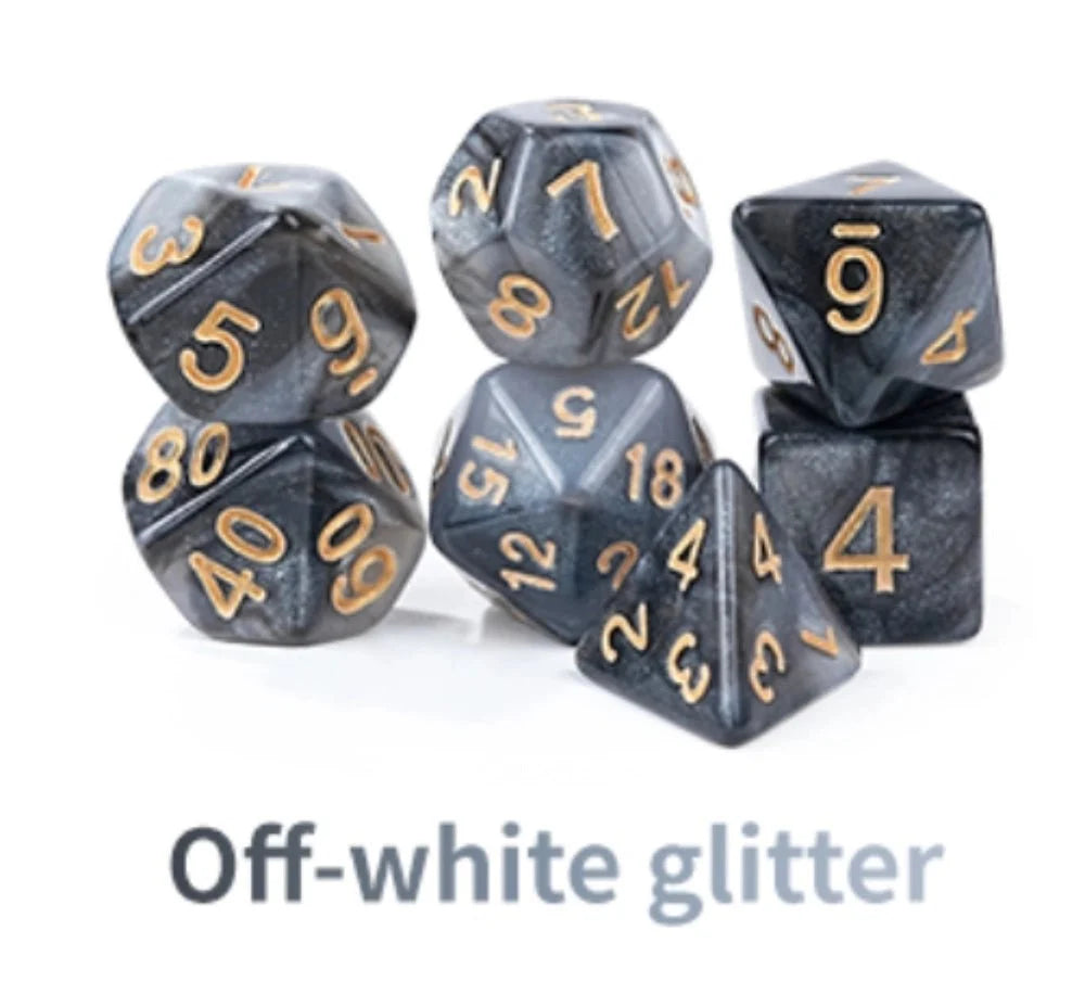 Acrylic Star Glitter DND Dice Set + Dice Tray