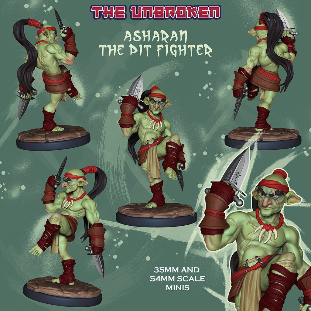 Asharan the Pit Fighter – Goblin Monk – Resin Tabletop Miniature