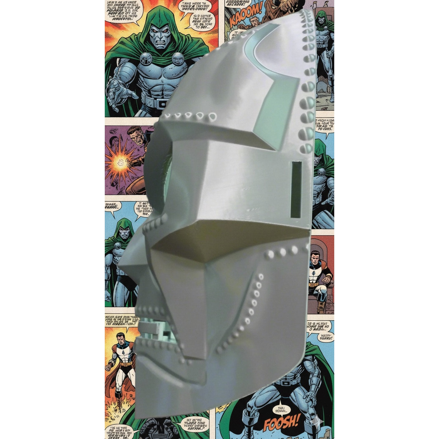 Dr. Doom Inspired Silver Mask - PETG Plastic Replica with Strap Slots