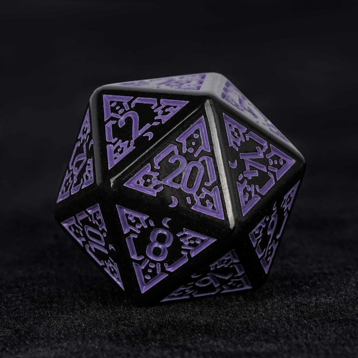 Black and purple rune acrylic DND dice set