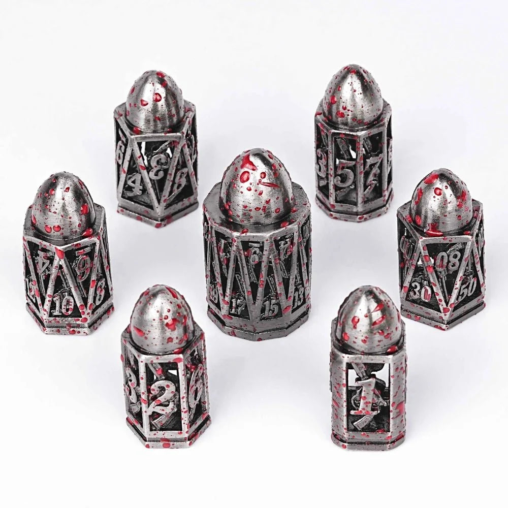 Cool DND polyhedron metal hollow pistol bullet dice set