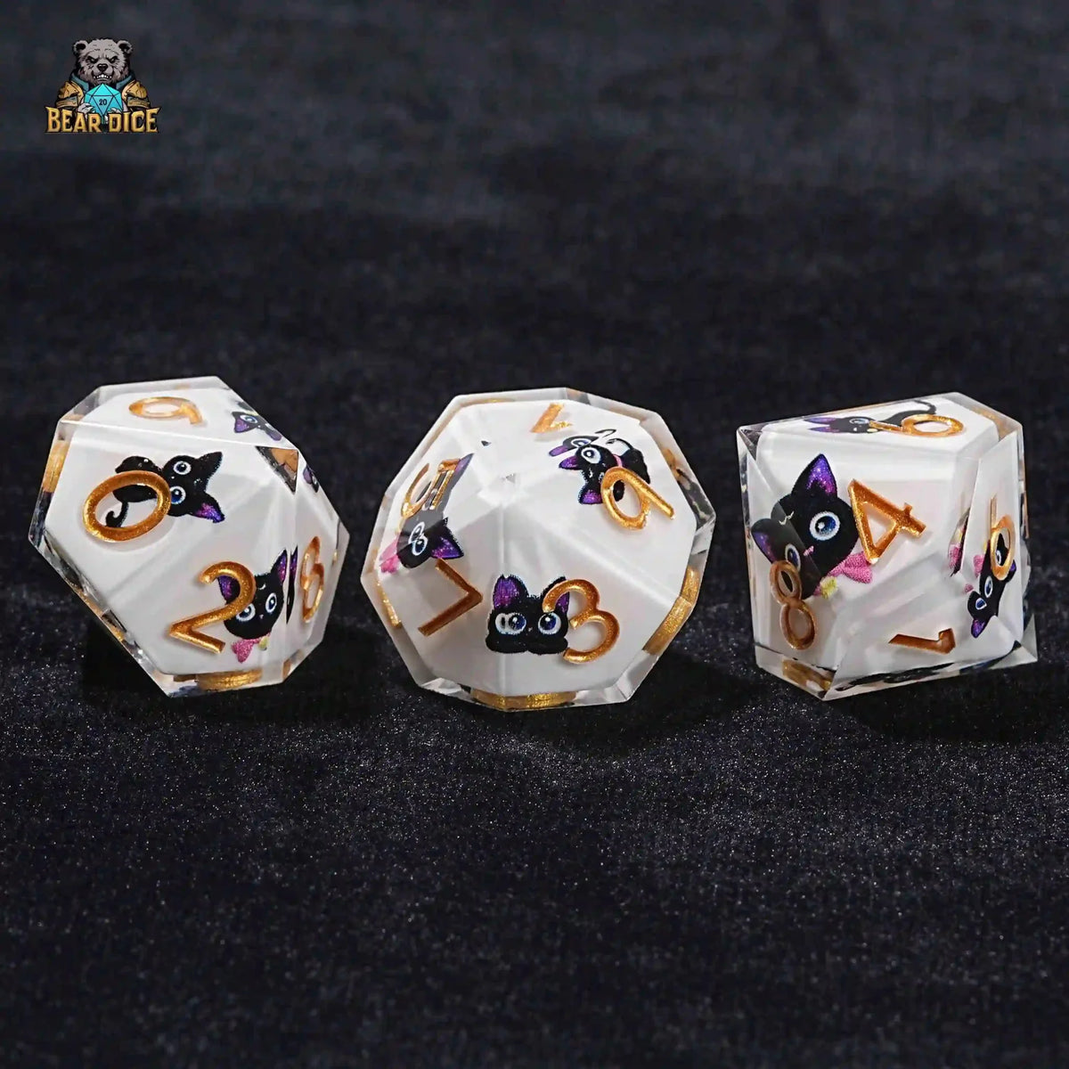 D10 Big Eye Cat White Resin D&D 10 Sided Dice