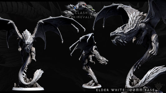 Elder White Dragon Miniature - Clash of the Primevals
