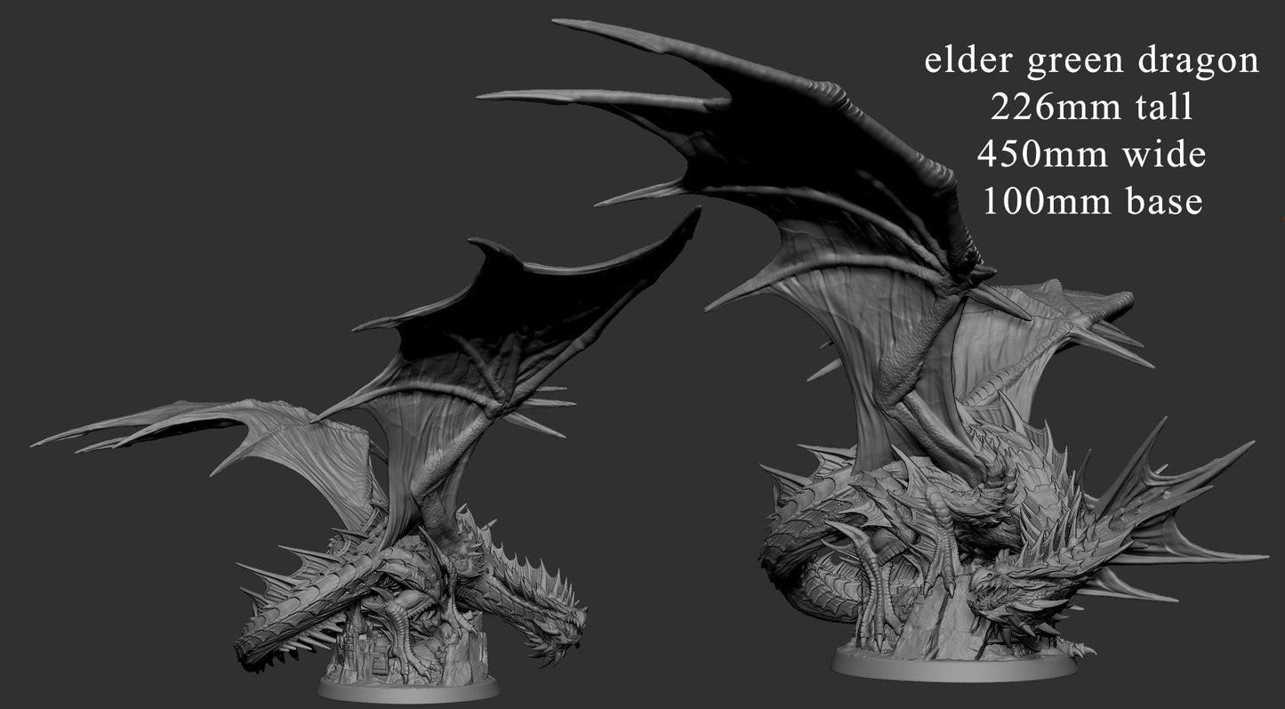 Elder Green Dragon Miniature - Clash of the Primevals