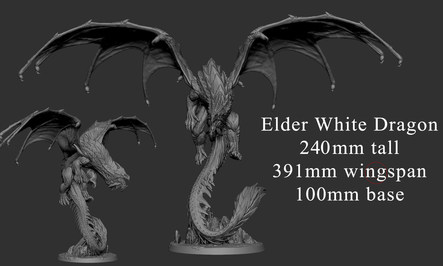 Elder White Dragon Miniature - Clash of the Primevals