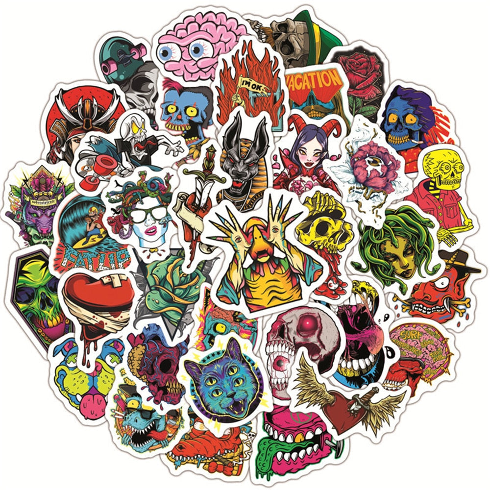 Gothic Devil and Skull Stickers