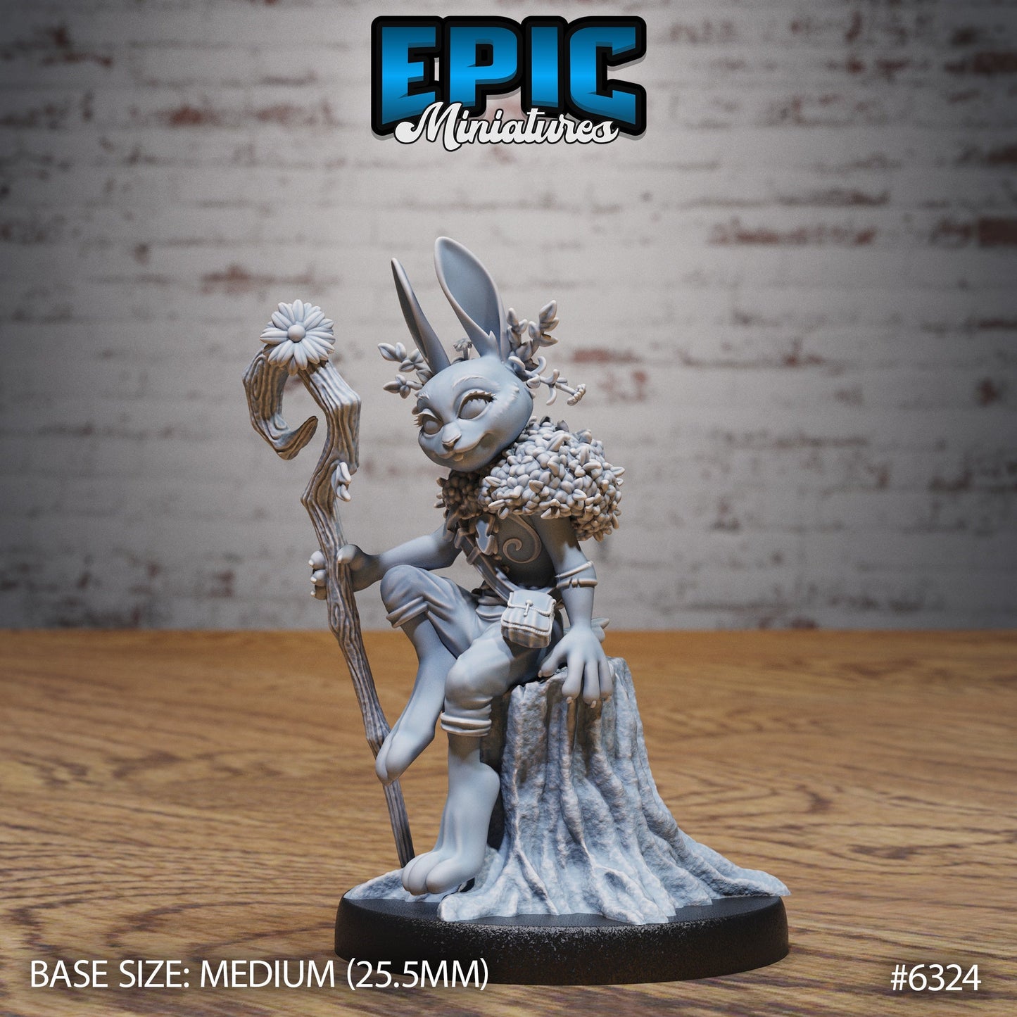 Rabbit Folk Druid – Harengon Druid – Resin Tabletop Miniature