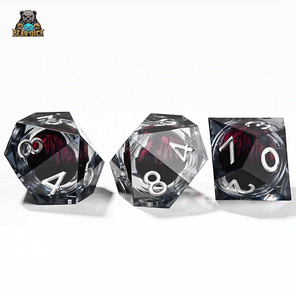 Red Eye Spirit Liquid Lock Black Crystal D10 Dice-Resin 10 Siede Dice