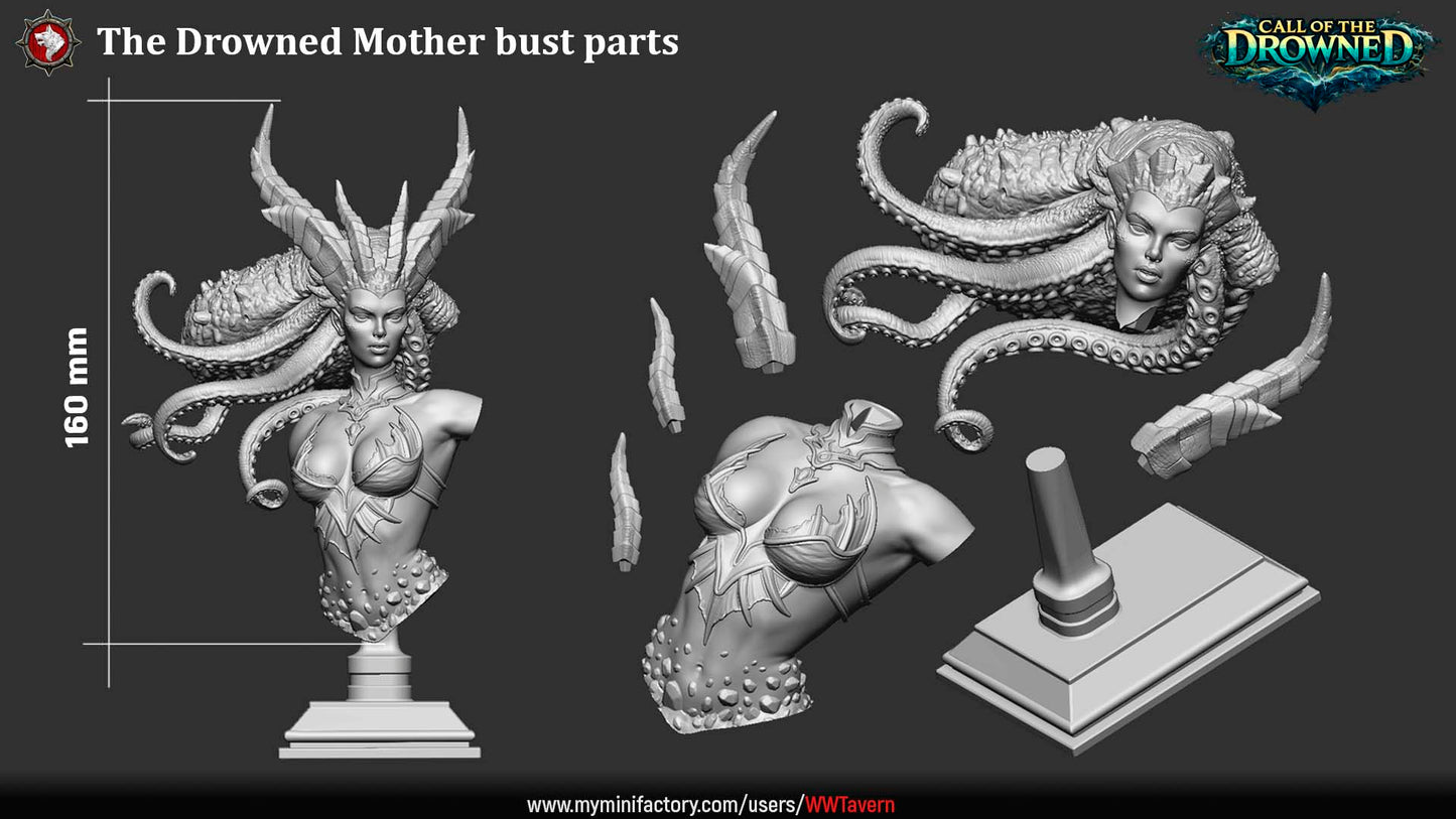The Drowned Mother – Call of the Drowned – 32mm, 75mm Resin Miniature & Bust