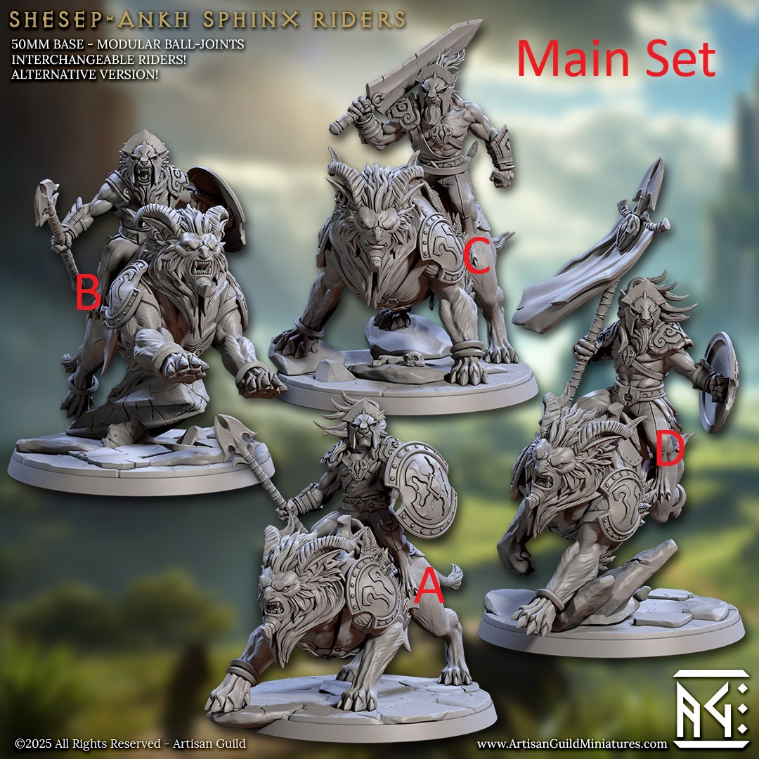 Shesep-Ankh Sphinx Riders – Mounted Beast Cavalry – Desert Mythology Miniatures