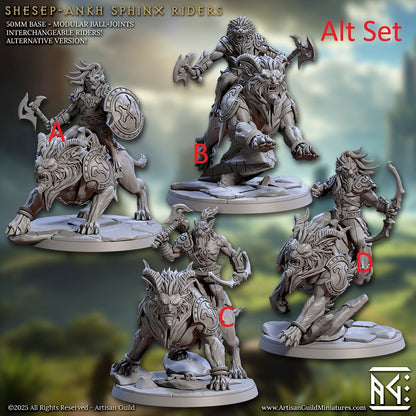 Shesep-Ankh Sphinx Riders – Mounted Beast Cavalry – Desert Mythology Miniatures