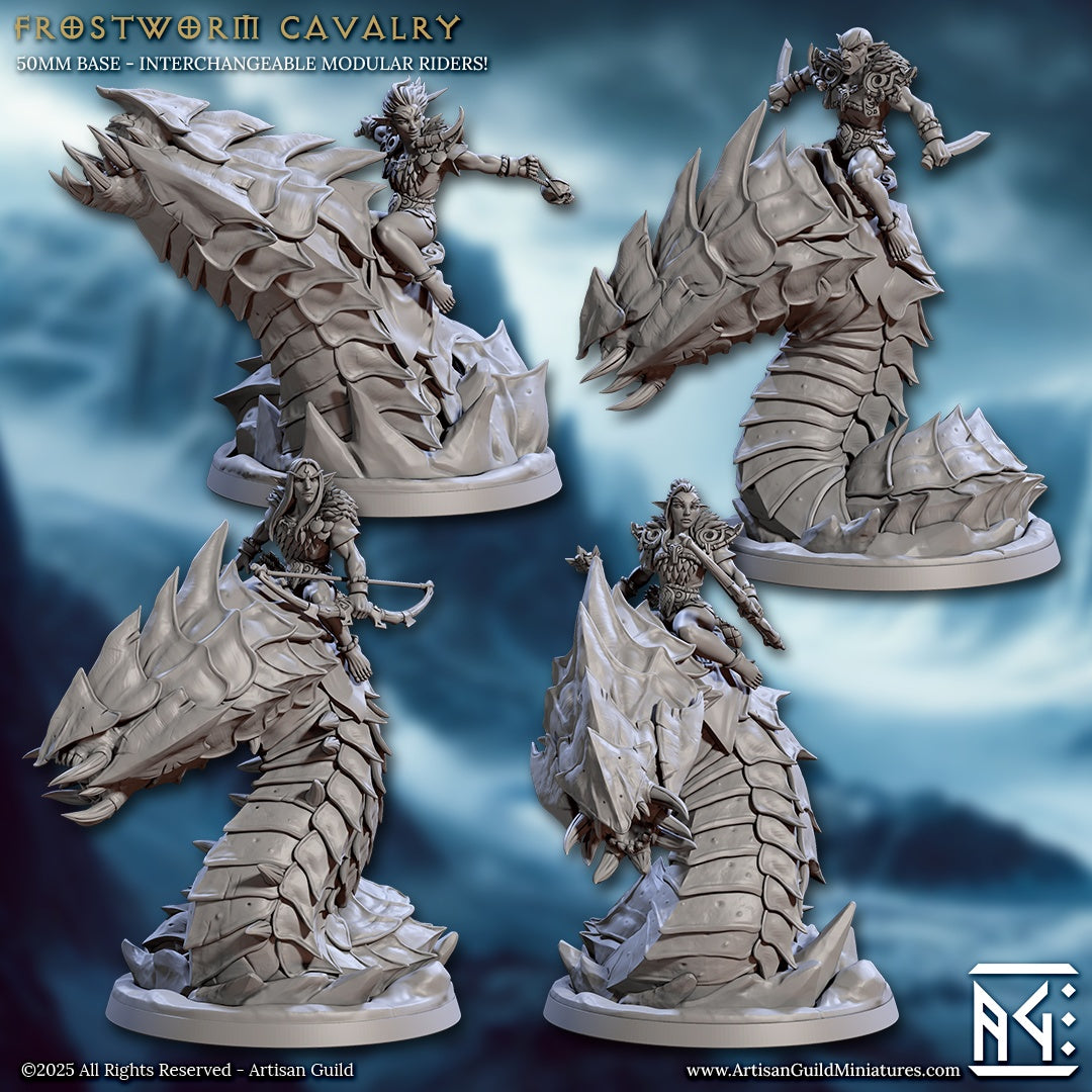 Frostworm Riders and Frostworm Miniatures