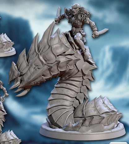 Frostworm Riders and Frostworm Miniatures