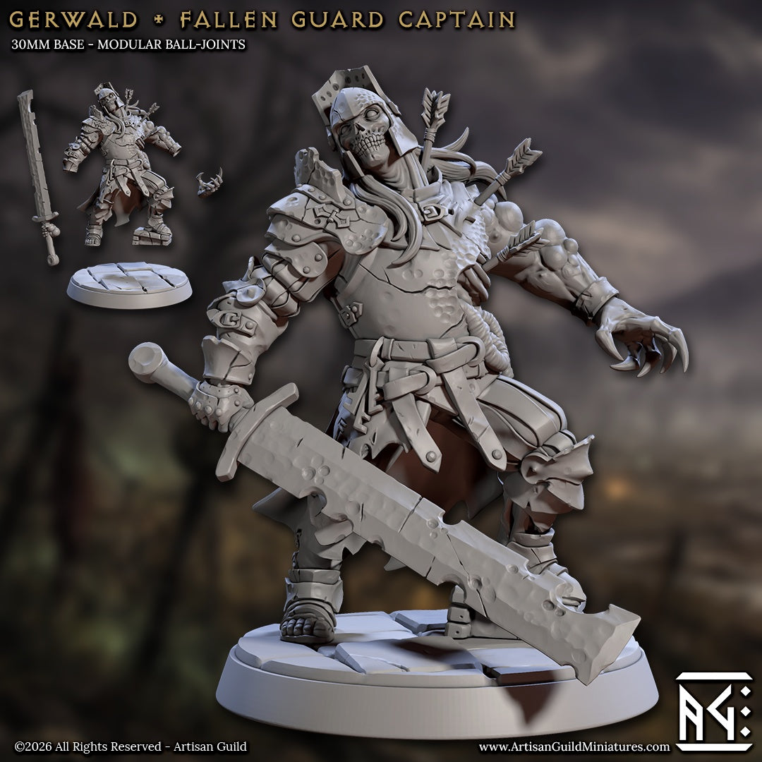 Gerwald the Fallen Guard Captain – Undead Warrior – Dungeons & Dragons Monster – Resin Tabletop Miniature