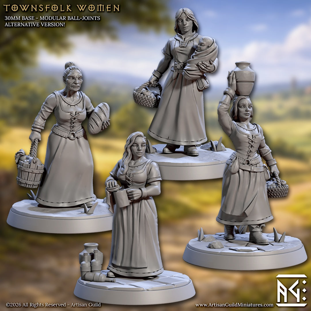 Townsfolk Women – Female NPC Miniatures – Villager & Townsfolk Vol. 1