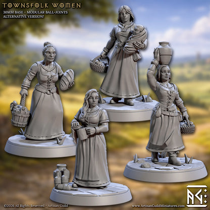 Townsfolk Women – Female NPC Miniatures – Villager & Townsfolk Vol. 1