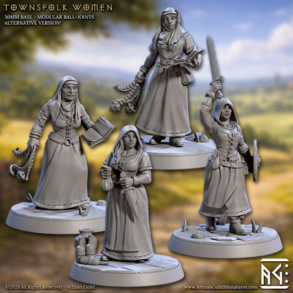 Townsfolk Women – Female NPC Miniatures – Villager & Townsfolk Vol. 1