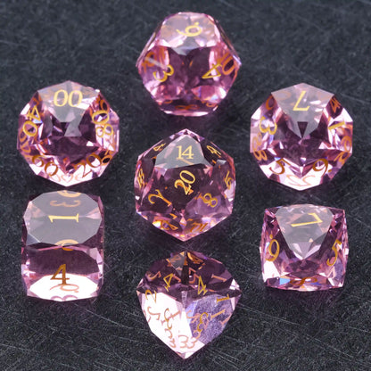 Bear Dice DND Multi-Sided Engraved Glass Gemstone Dice Set