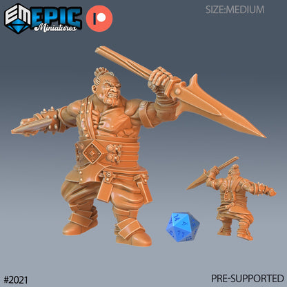 Bulky Dwarf Barbarians – Male Dwarf Miniature Trio