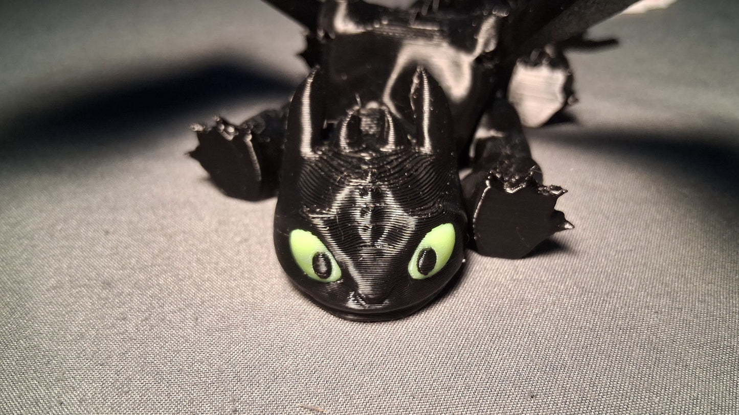 Toothless Inspired Posable Mini Dragon – 3D Printed PETG Figure