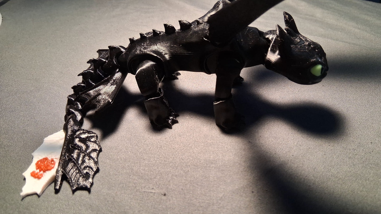 Toothless Inspired Posable Mini Dragon – 3D Printed PETG Figure