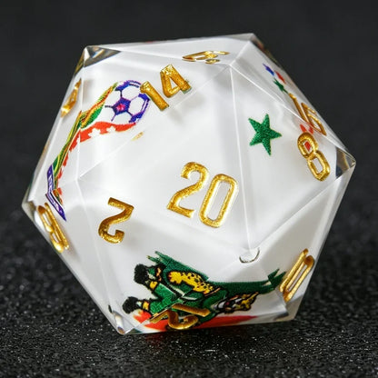 World Cup Football Sticker DND Resin Dice Set + Gold Lettering