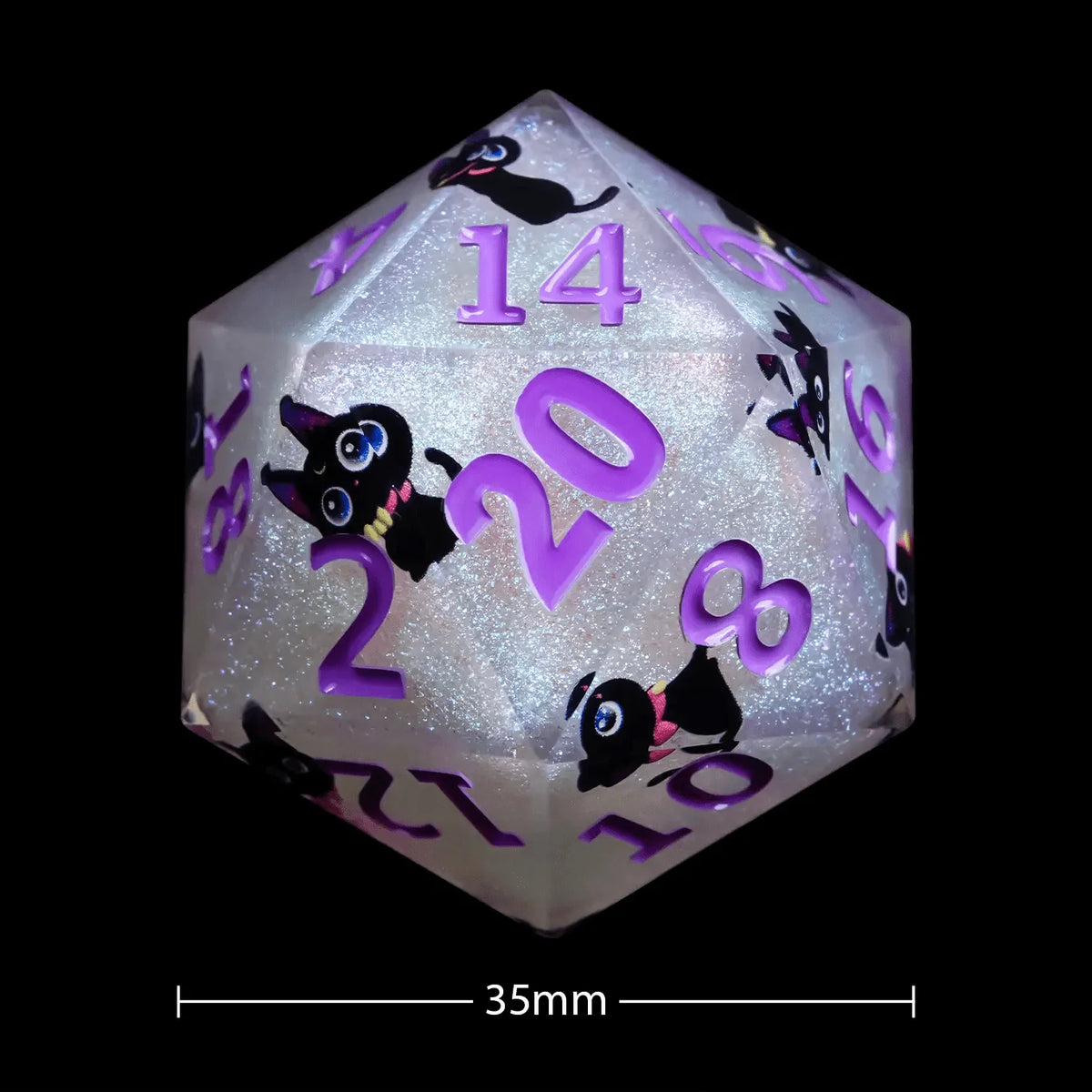 Giant D20 Dice Plum Liquid 35mm Resin RPG Dice