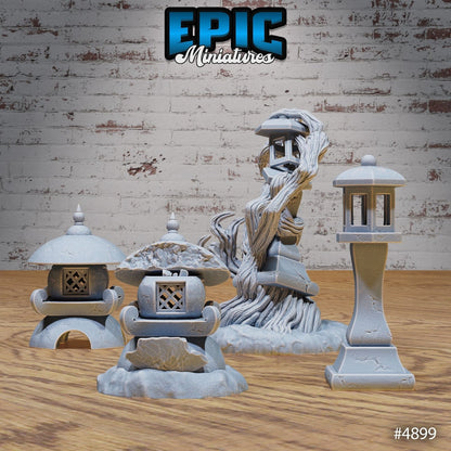 Eastern Temple Scatter - Stone Lamps