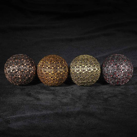50mm red copper 3D Dragon Ball DND dice metal hollow D100 dice