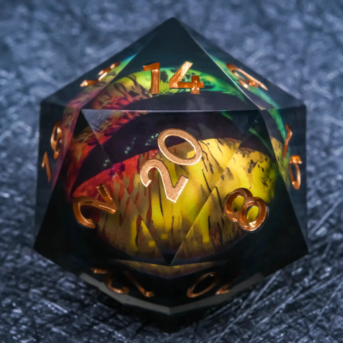 55mm Giant D20 Dice Resin Liquid Core Dragon Eye RPG Dice