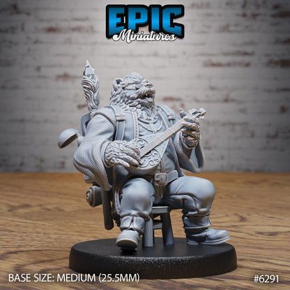 Bear Bard – Anthropomorphic Bard – Resin Tabletop Miniature