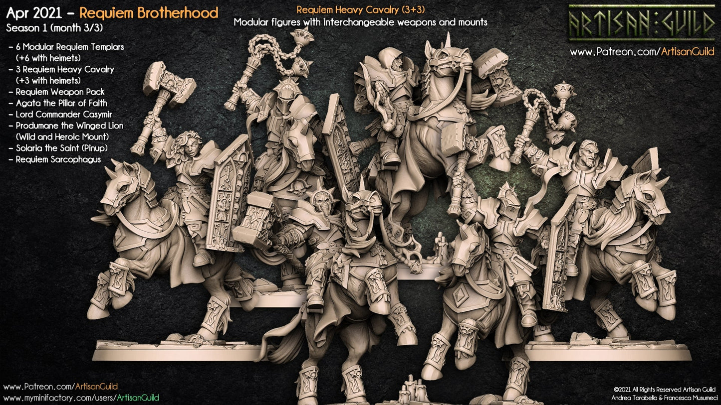 Requiem Heavy Cavalry Miniature Set – Human Mounted Paladins