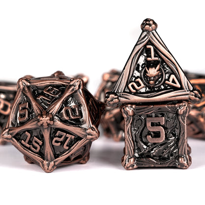 7 Dungeon Polyhedral Dragon Dice - Pterosaur Metal Solid RPG Dice Set