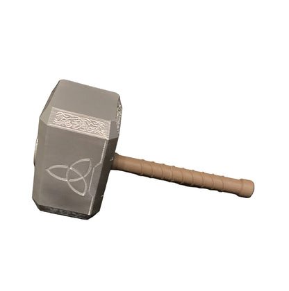 Norse Mythology War Hammer Replica – Silk Silver PETG 3D Printed Display Prop
