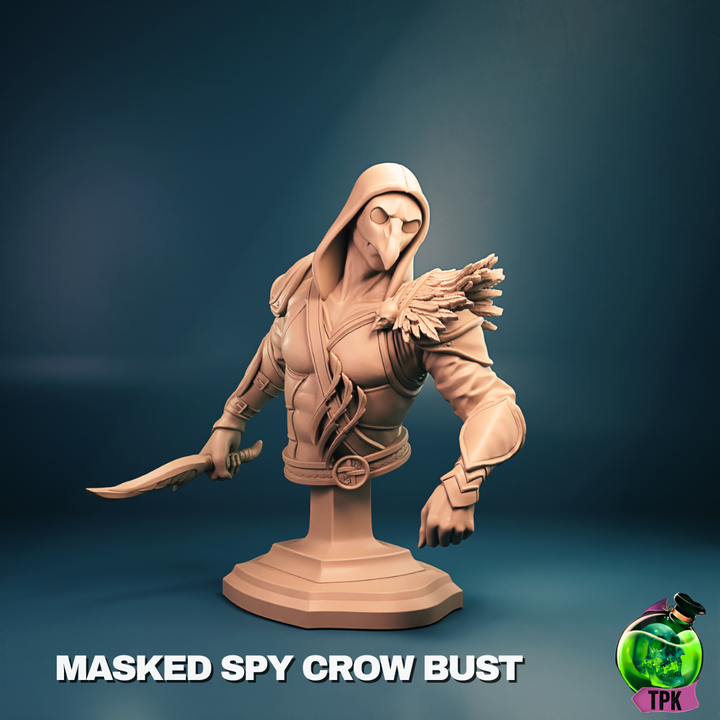Spy Crow - Male Elf Rogue - Masked & Unmasked - Miniature & Busts