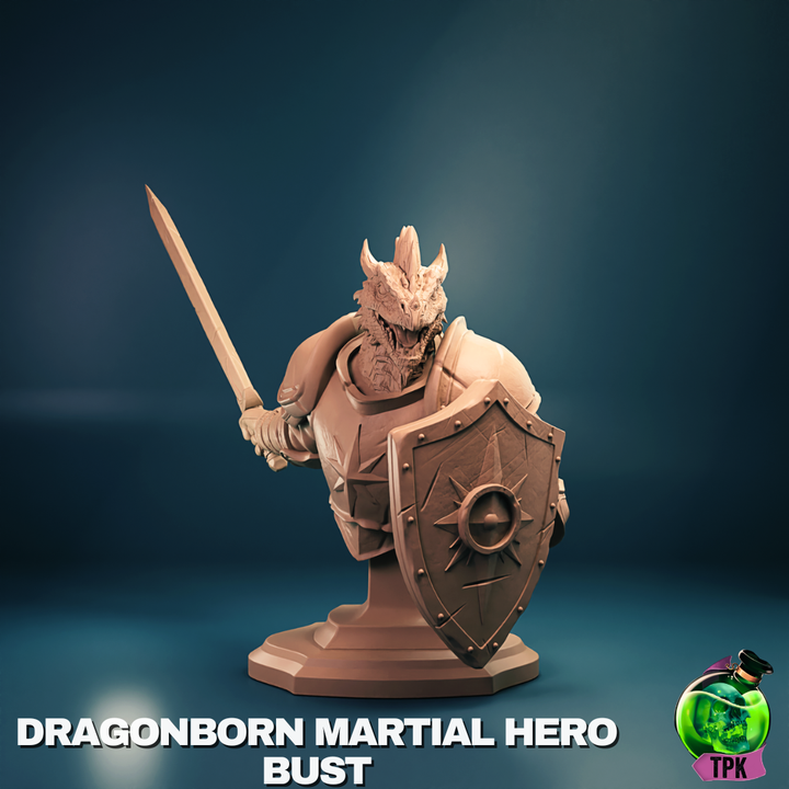 Dragonborn Male Hero Miniature and Bust