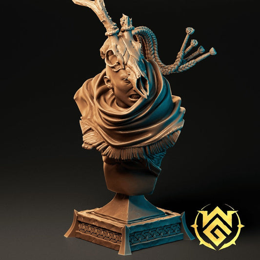 Desert Druid Cai – Bone-Masked Spellcaster – Fantasy Miniature