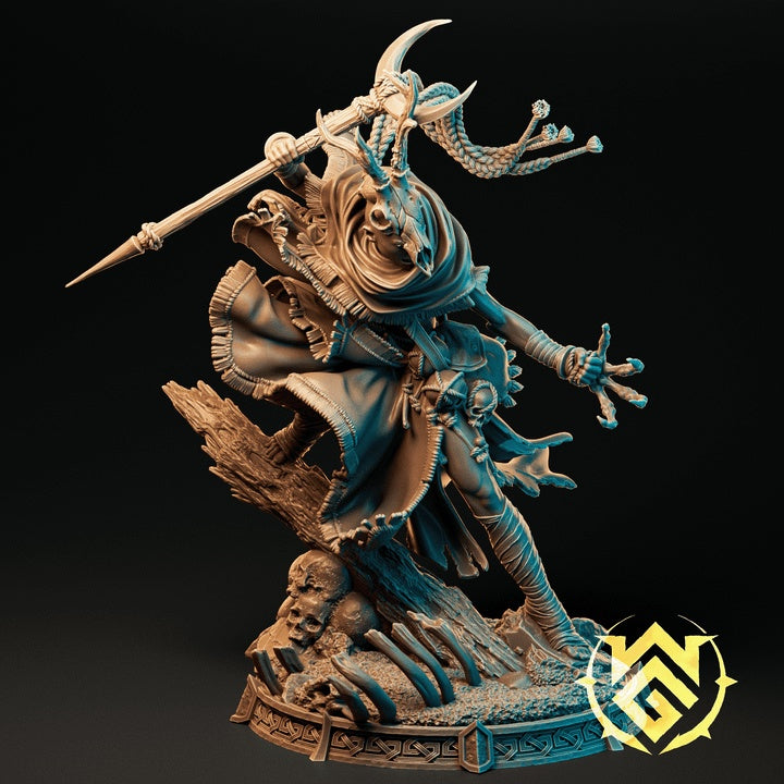 Desert Druid Cai – Bone-Masked Spellcaster – Fantasy Miniature