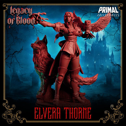 Elvera Thorne – Legacy of Blood Sorceress with Familiar Companions