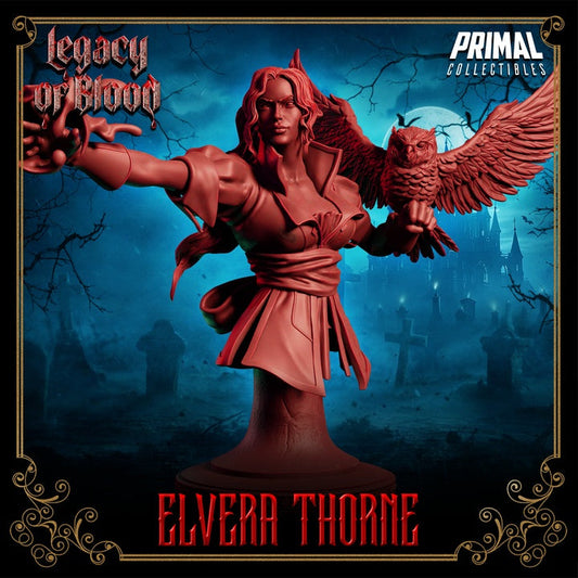 Elvera Thorne – Legacy of Blood Sorceress with Familiar Companions